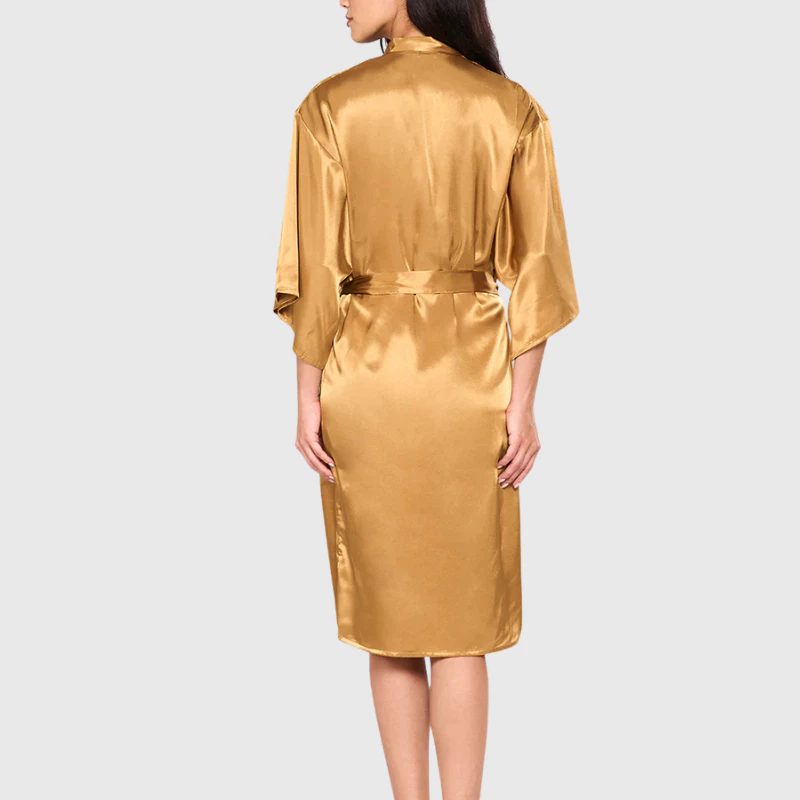 La Senza Mid Length Satin Sexy Robe Warna Burnished Gold Foiled - Foto 2