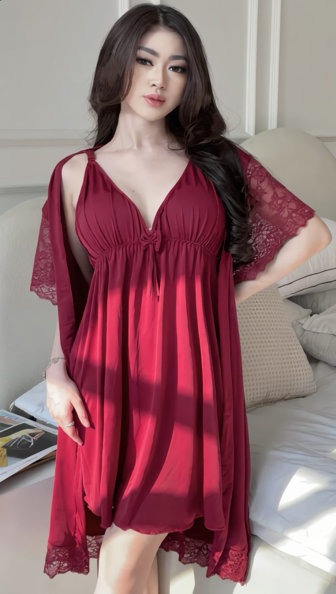 Sleep Wear Dress + Kimono + Panties + Belt - Foto 5