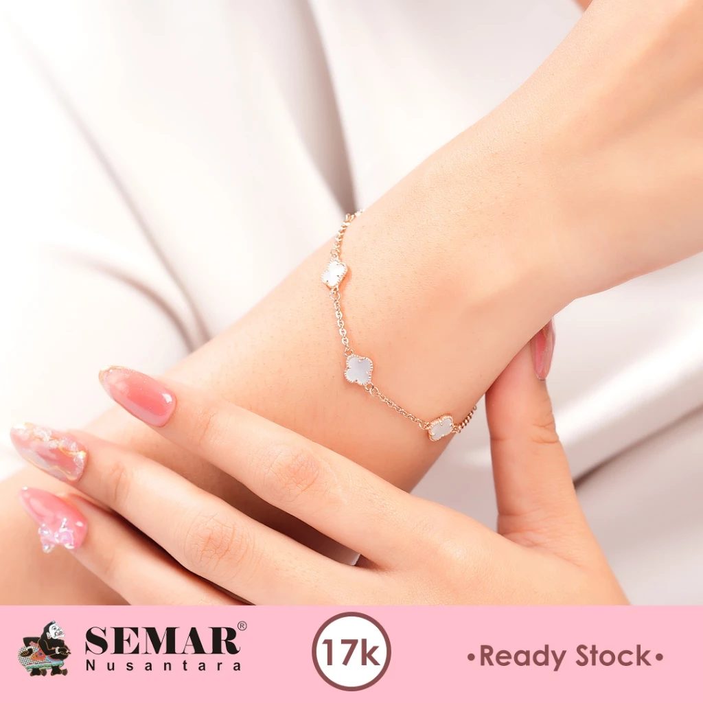 Gelang Emas Clover Flower Rose Gold 17K Semar Nusantara
