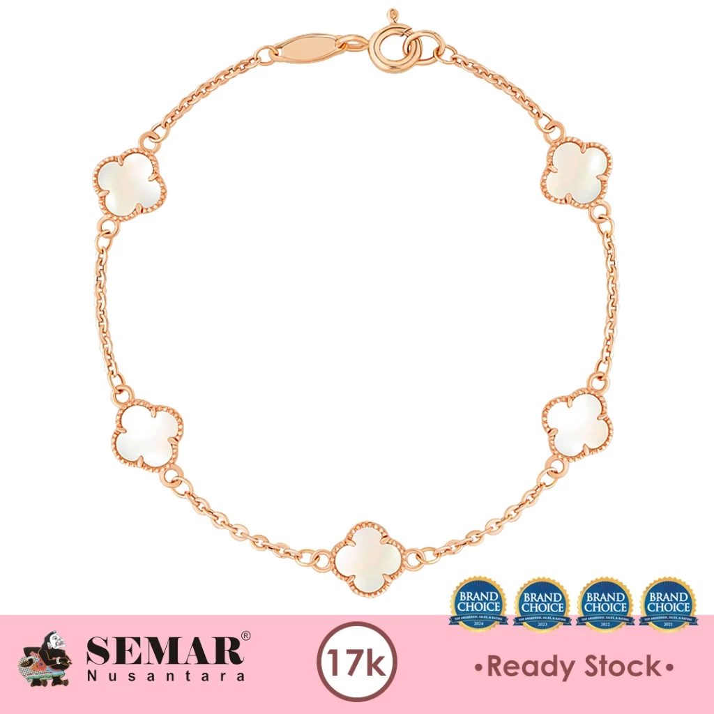 Gelang Emas Clover Flower Rose Gold 17K Semar Nusantara - Foto 2