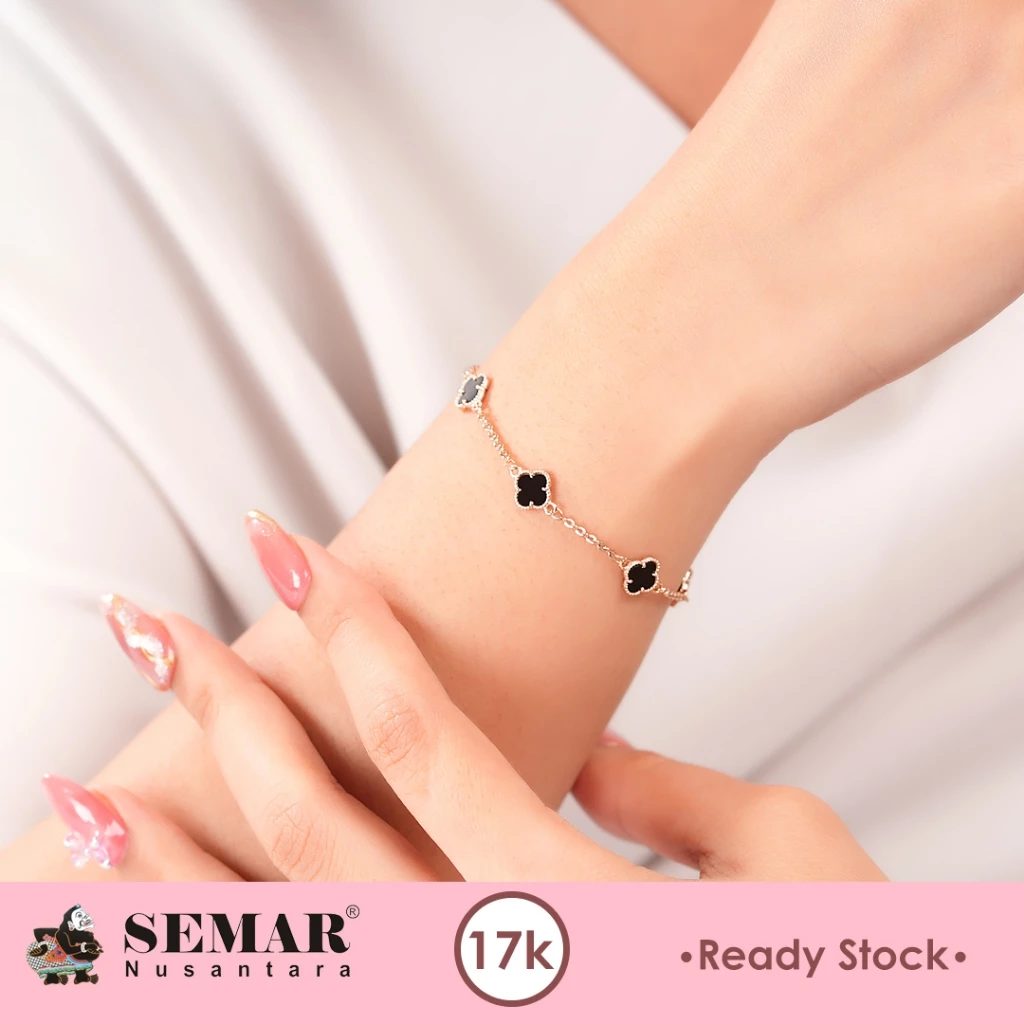 Gelang Emas Clover Flower Rose Gold 17K Semar Nusantara - Foto 3