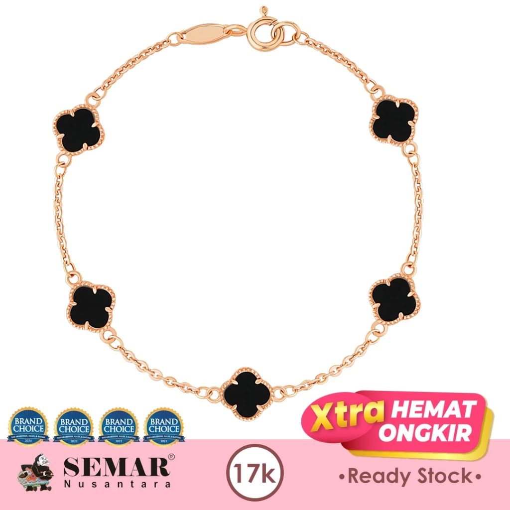 Gelang Emas Clover Flower Rose Gold 17K Semar Nusantara - Foto 4