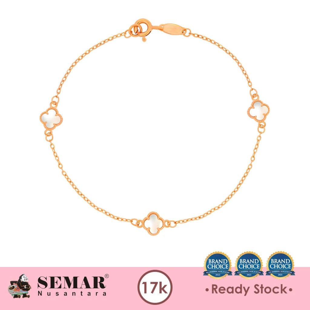Gelang Emas Clover Flower Rose Gold 17K Semar Nusantara - Foto 5