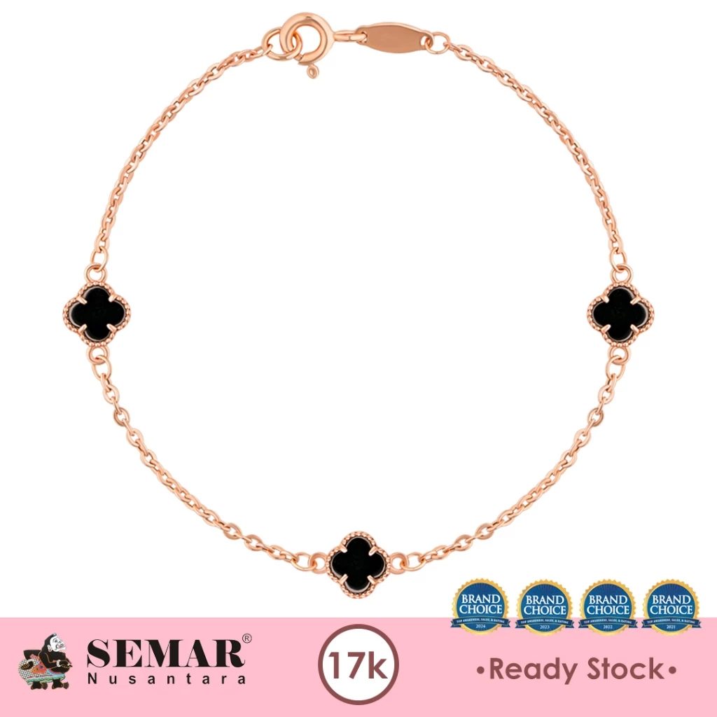 Gelang Emas Clover Flower Rose Gold 17K Semar Nusantara - Foto 6