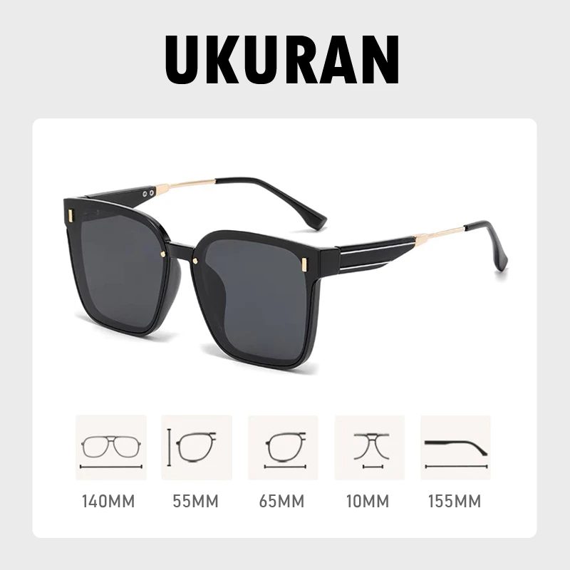 [PROMO] Kacamata Hitam Bingkai Oversized Sungglasses Liburan Anti Matahari Gaya Trendy Fashion Woman Glasses - Foto 4
