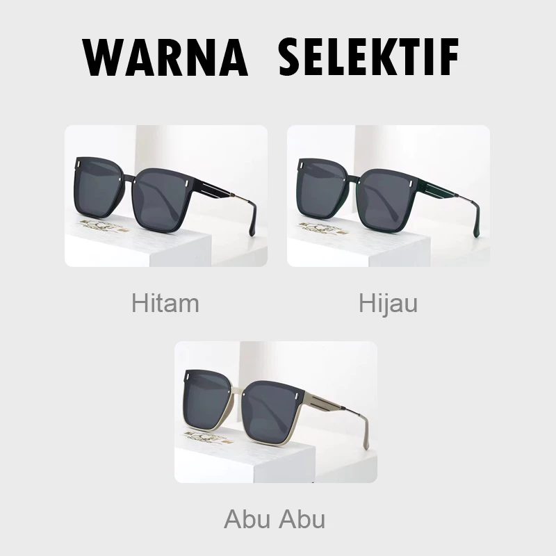 [PROMO] Kacamata Hitam Bingkai Oversized Sungglasses Liburan Anti Matahari Gaya Trendy Fashion Woman Glasses - Foto 6