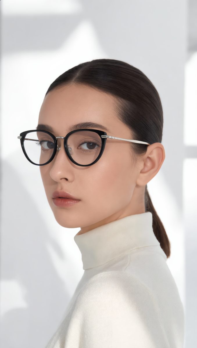 Gently Morley Kacamata Photocromic Lensa Minus Anti Radiasi Blueray Bluecromic Cat Eye TR90 + Metal Pria Wanita Fashionable Eyeglasses 31260-89013 - Foto 2