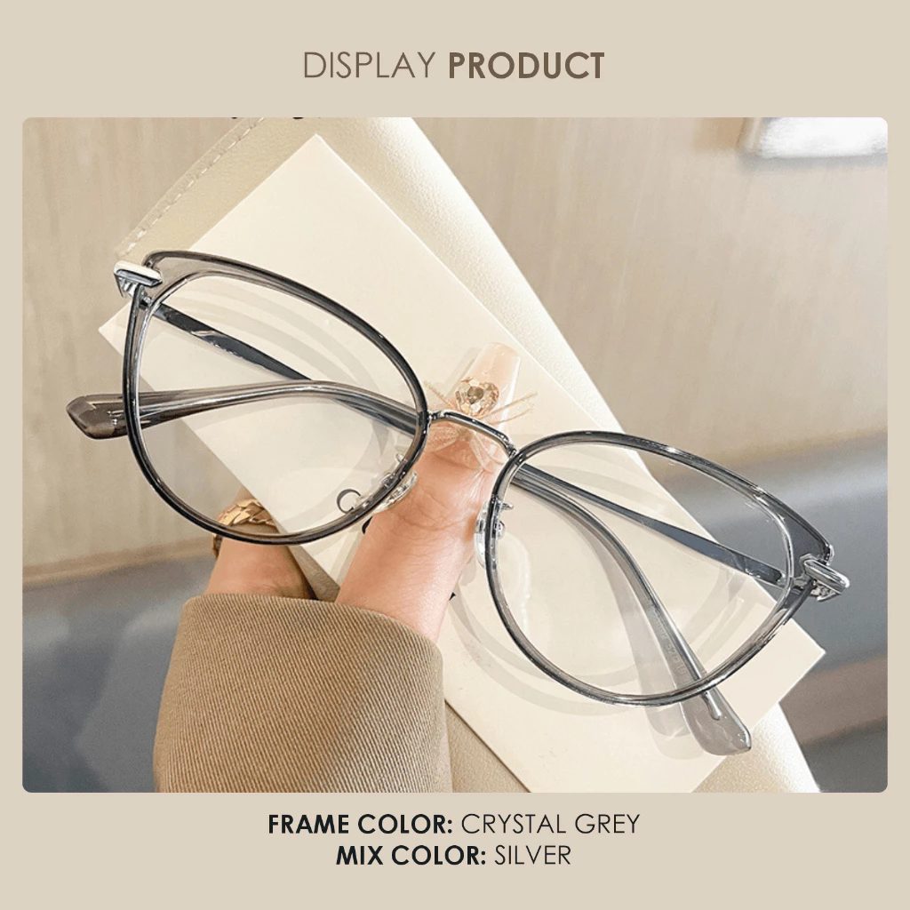 Gently Morley Kacamata Photocromic Lensa Minus Anti Radiasi Blueray Bluecromic Cat Eye TR90 + Metal Pria Wanita Fashionable Eyeglasses 31260-89013 - Foto 6