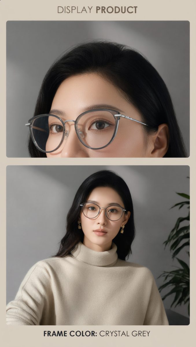 Gently Morley Kacamata Photocromic Lensa Minus Anti Radiasi Blueray Bluecromic Cat Eye TR90 + Metal Pria Wanita Fashionable Eyeglasses 31260-89013 - Foto 8