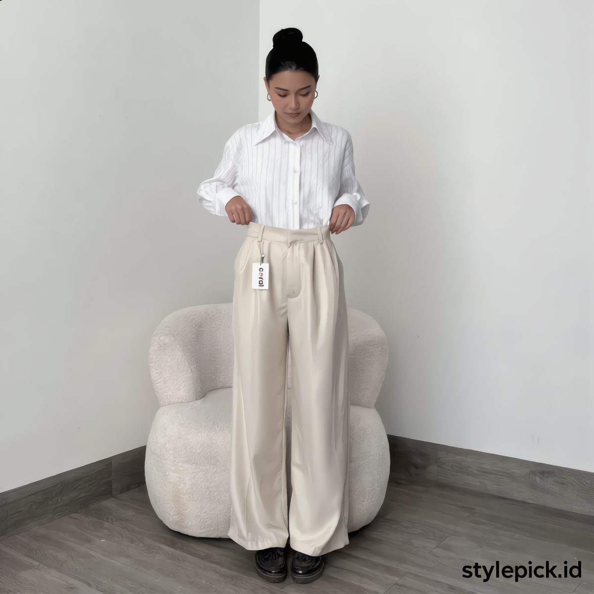 Asoka Loose Pants Wanita Highwaist Multifungsi - Foto 4