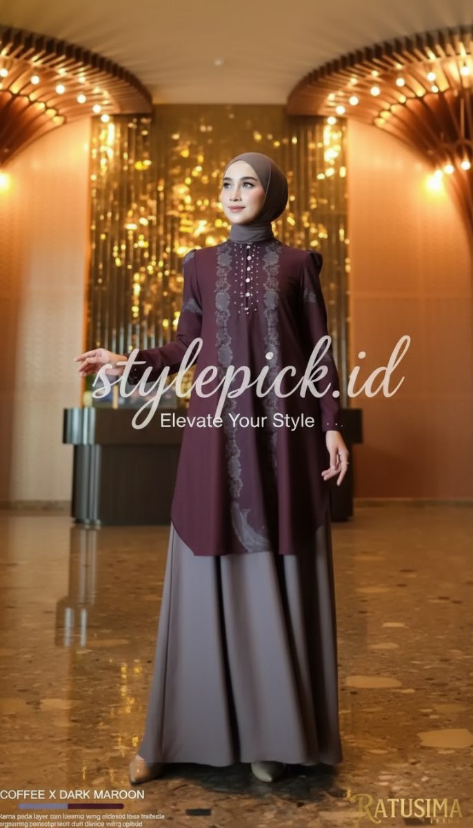 Sarimbit Ratusima Series Warna Coffe X Maroon by Isa Attire - Foto 2