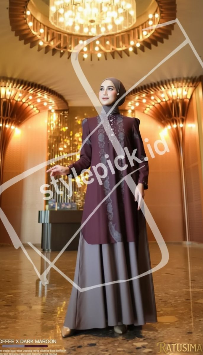 Sarimbit Ratusima Series Warna Coffe X Maroon by Isa Attire - Foto 3