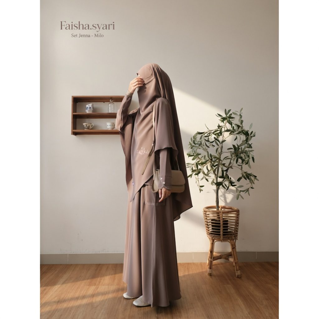 ORI RANIKO - GAMIS set Khimar Jenna ANTI UV protection | Abaya Set cargo Free cadar by Raniko Syari - Foto 2