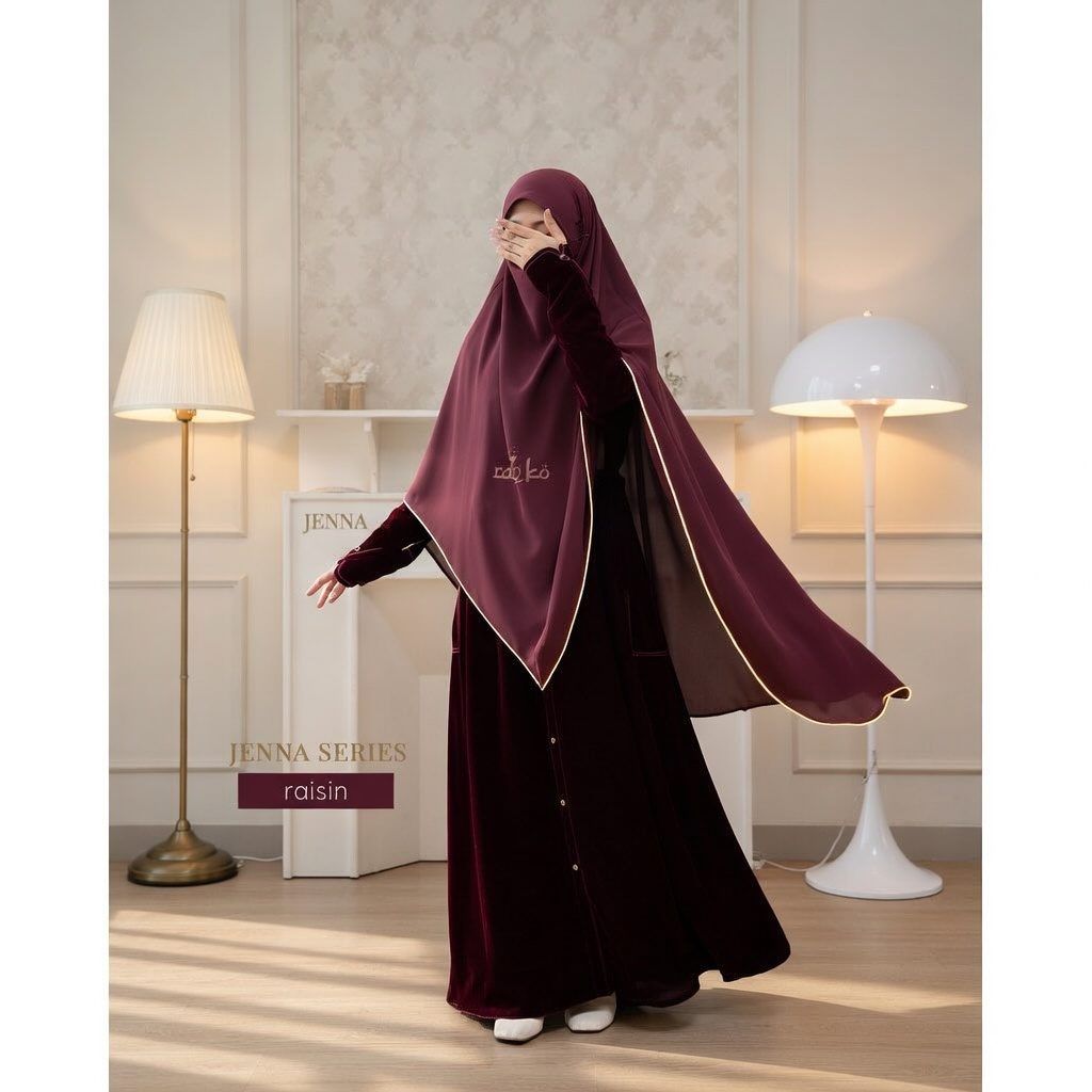 ORI RANIKO - GAMIS set Khimar Jenna ANTI UV protection | Abaya Set cargo Free cadar by Raniko Syari - Foto 3