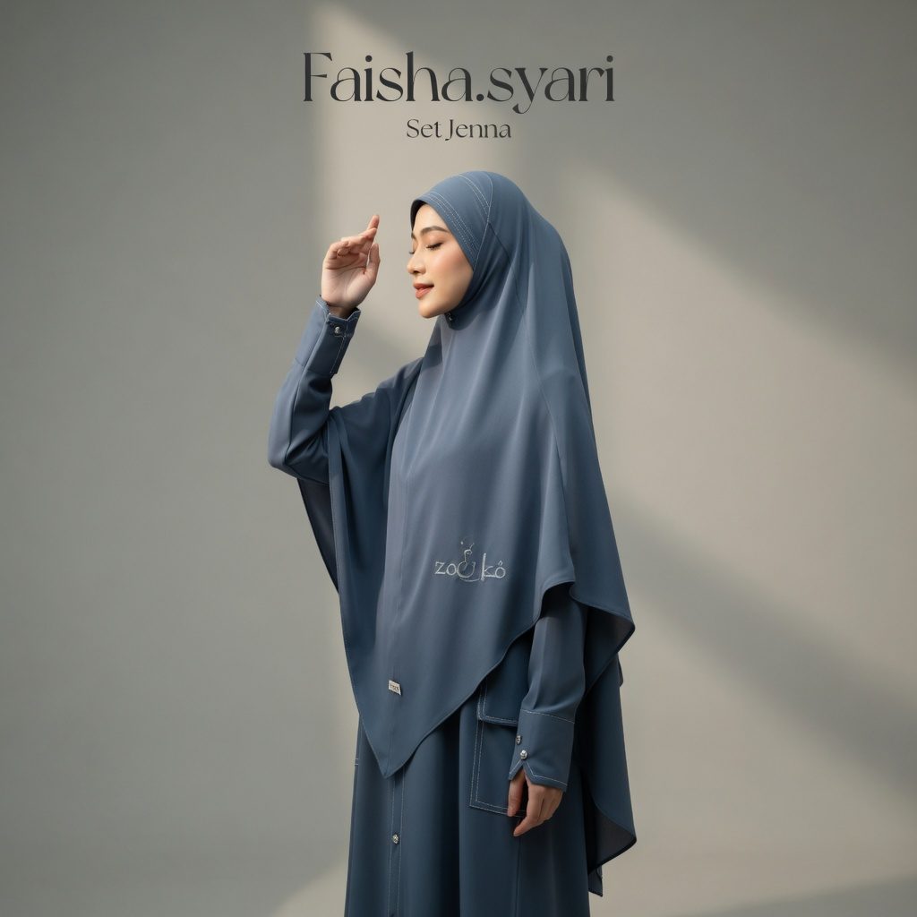 ORI RANIKO - GAMIS set Khimar Jenna ANTI UV protection | Abaya Set cargo Free cadar by Raniko Syari - Foto 6