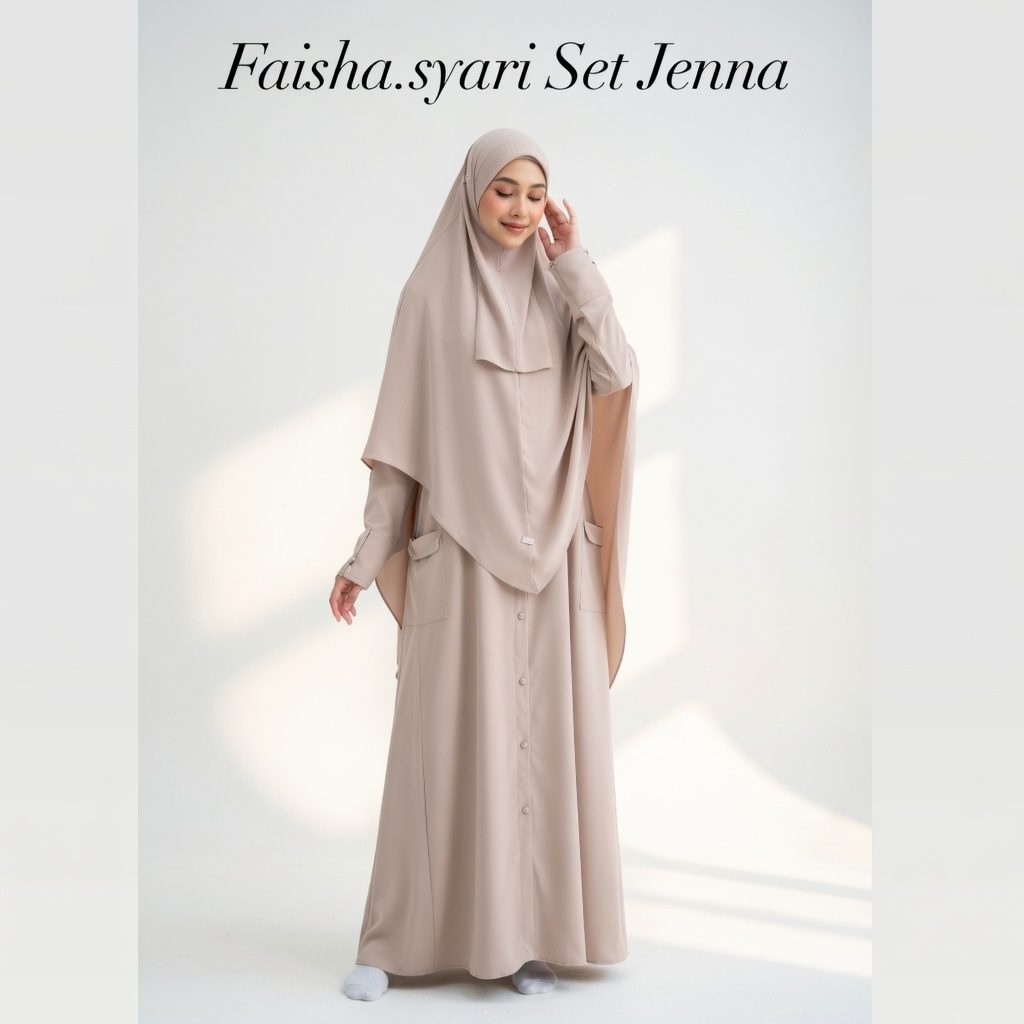 ORI RANIKO - GAMIS set Khimar Jenna ANTI UV protection | Abaya Set cargo Free cadar by Raniko Syari - Foto 7