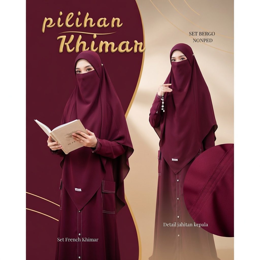 ORI RANIKO - GAMIS set Khimar Jenna ANTI UV protection | Abaya Set cargo Free cadar by Raniko Syari - Foto 8