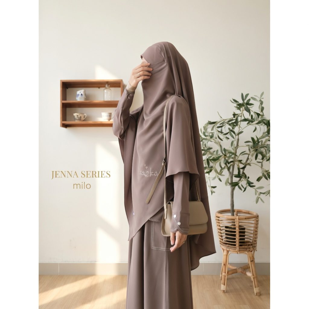 ORI RANIKO - GAMIS set Khimar Jenna ANTI UV protection | Abaya Set cargo Free cadar by Raniko Syari - Foto 10