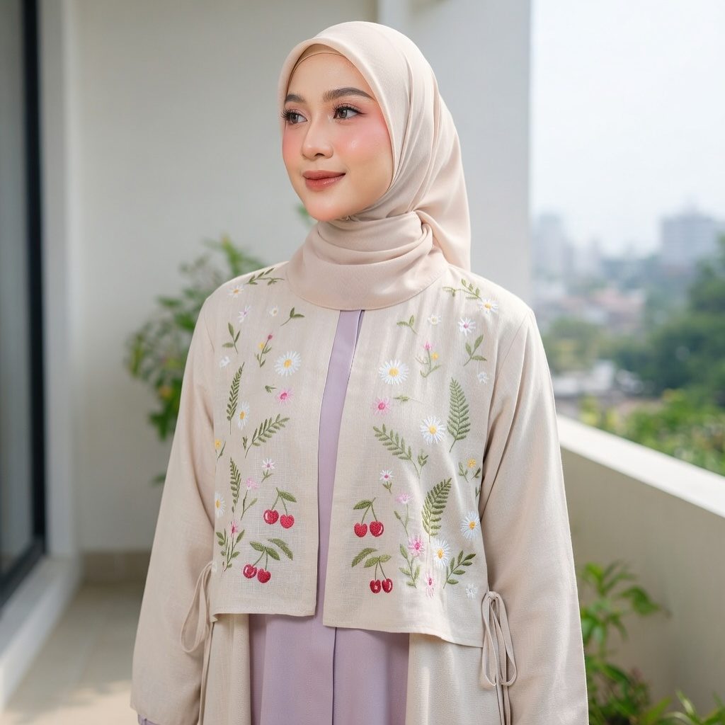 Alika Shirt Bordir Linen Vest Wanita Oversize - Foto 8