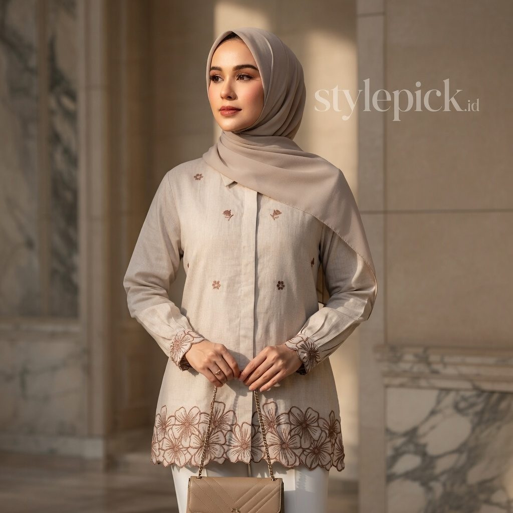 STEVY BLOUSE BORDIR LINEN RAMI PEEMIUM