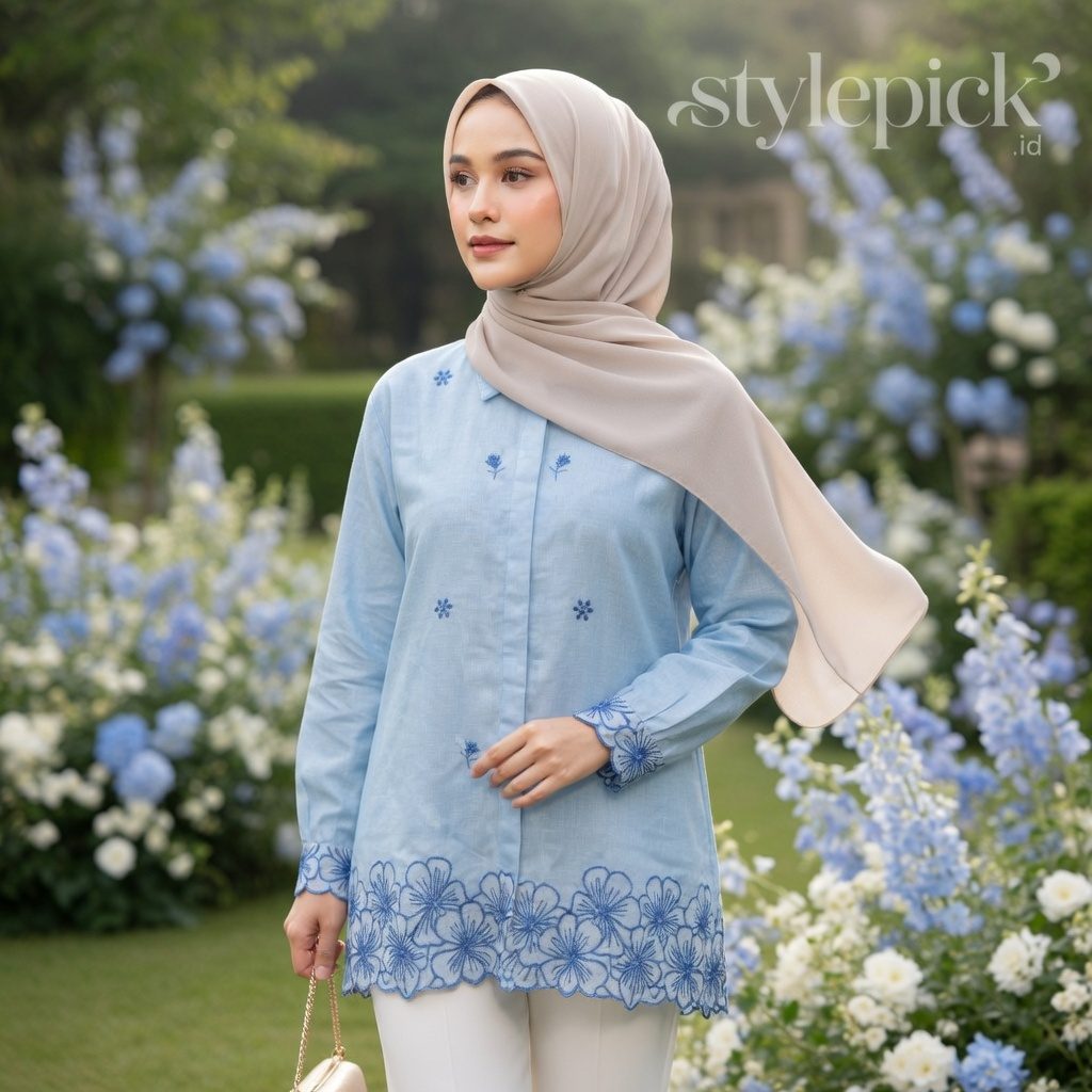 STEVY BLOUSE BORDIR LINEN RAMI PEEMIUM - Foto 2