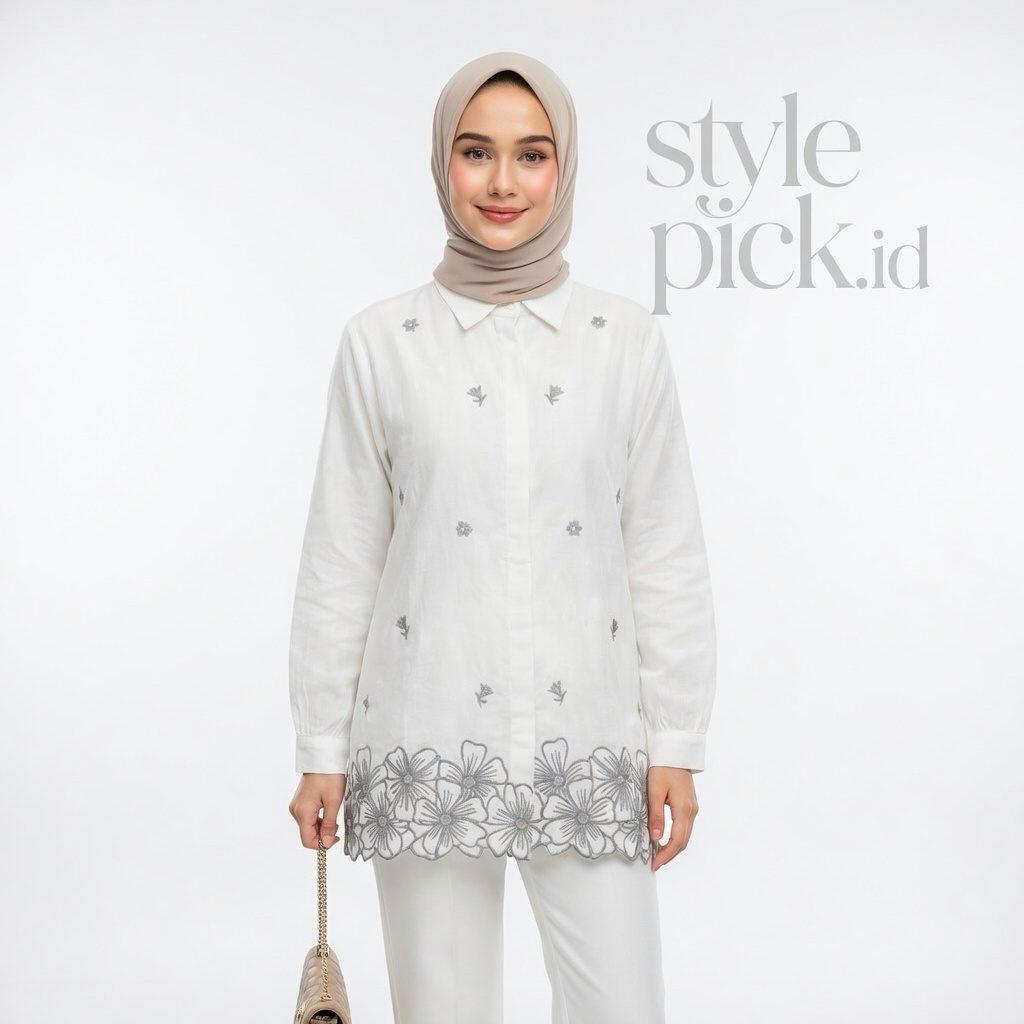 STEVY BLOUSE BORDIR LINEN RAMI PEEMIUM - Foto 3