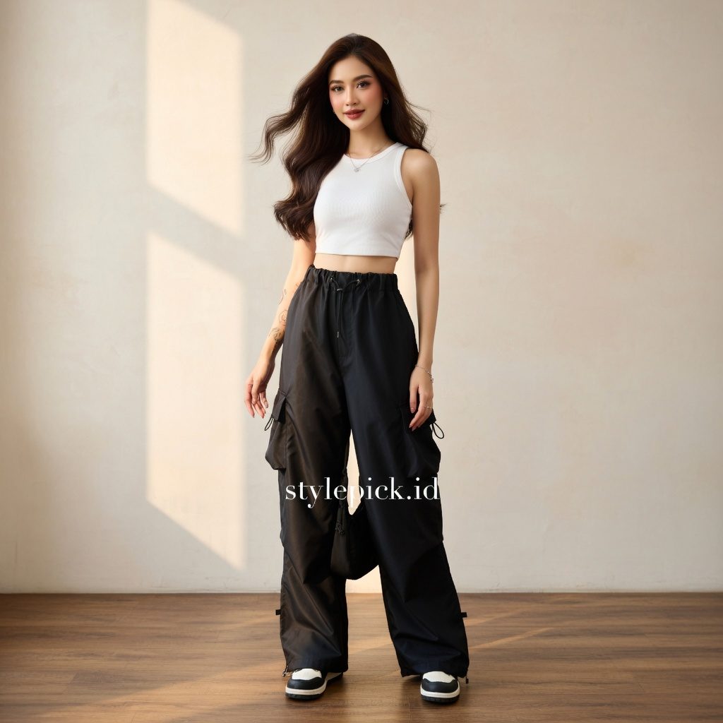 AIGO Zeil Cargo Pants Unisex Parasut Cream - Foto 4