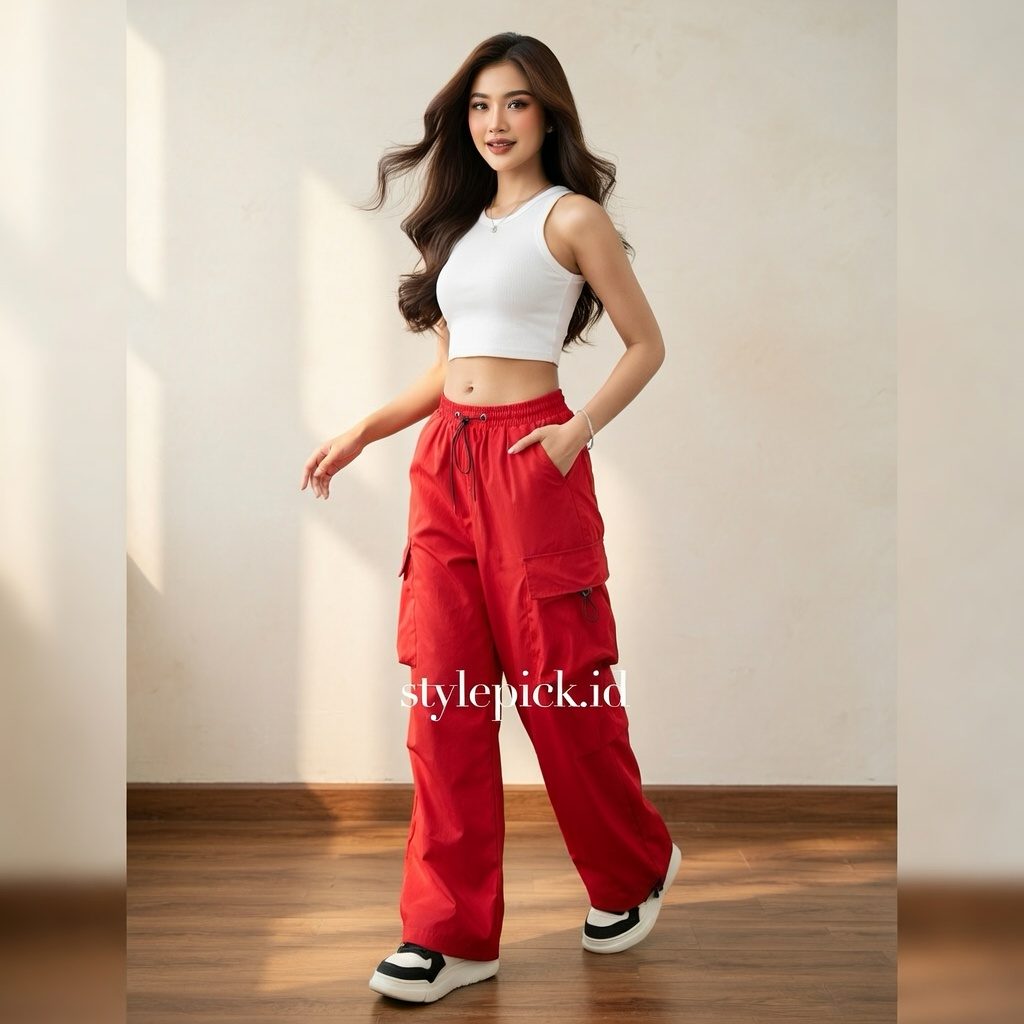 AIGO Zeil Cargo Pants Unisex Parasut Cream - Foto 6