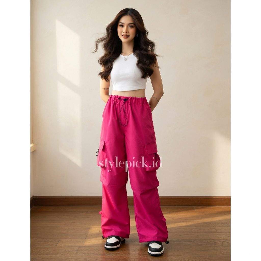 AIGO Zeil Cargo Pants Unisex Parasut Cream - Foto 7