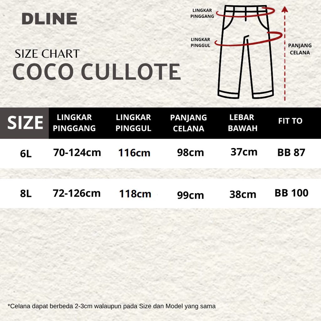 Celana Kulot Panjang Jeans Wanita Fit Super Jumbo 100kg Bigsize Jumbo Pinggang Karet Coco DLINE (Model: Coco Culotte). - Foto 10